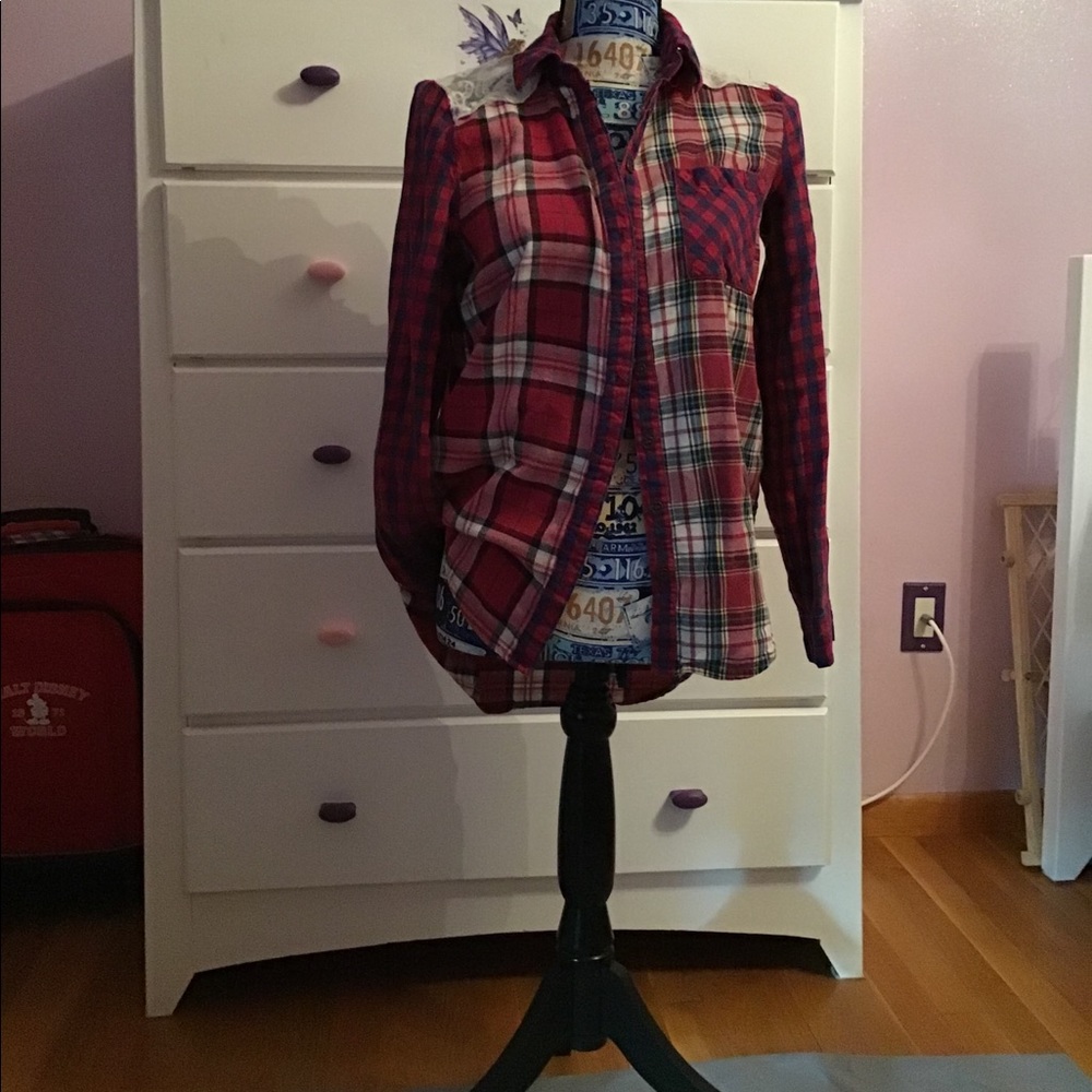 plaid button down